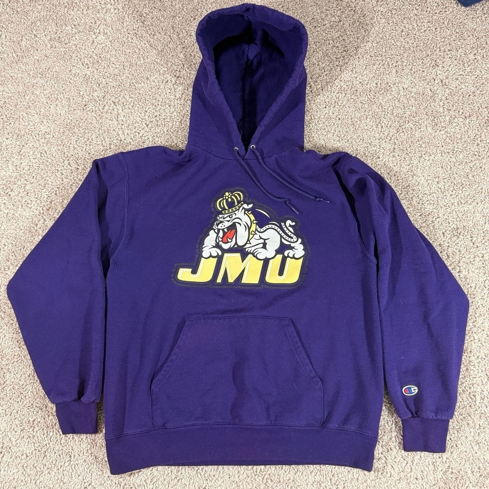 Champion JMU James Madison University Bulldogs Hoodie Purple Mens Medium EUC